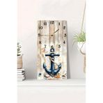 Kututr Temperli Cam Tablo Saat – Çapa Ve Deniz Kabukları Desenli 30X60Cm Uv Baskı Cusd004,Cusd004 30 X 60
