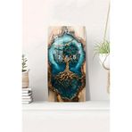 Kututr Temperli Cam Tablo Saat – Hayat Ağacı Desenli 30X60 Cm Uv Baskı Cusd033,Çok Renkli 30 X 60