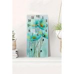 Kututr Turkuaz Çiçekler Desenli Temperli Cam Tablo Saat – 30X60 Cm Hd Uv Baskı– Cusd162,Cusd162 30 X 60