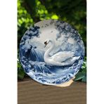 Kututr Zarif Kuğu Ve Şelale Manzaralı Uv Baskı 3D Gürünümlü Mdf Duvar Süsü – 33X33 Cm & 20X20 Dt157,Ahşap Dt157 33 X