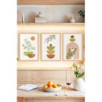 Kututr Zeytin Dalı Ve Geometrik Formlu Modern 3’Lü Tablo Seti – Ahşap Çerçeve Görünümlü Crvs1166,Çerçevesiz Crvs1166 13 X 17
