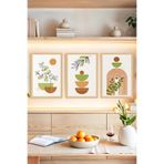 Kututr Zeytin Dalı Ve Geometrik Formlu Modern 3’Lü Tablo Seti – Ahşap Çerçeve Görünümlü Crvs1166,Çerçevesiz Crvs1166 30 X 40