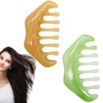 KuuGuu 2 ADET Yeşim Tarak Masajı Guasha Kazıma Saç Derisi Tarak Plastik Meridyenler Masaj Aleti Yüz Baş Bakımı, Gevşeme, Fizik Tedavi, Acupoint Tedavisi için Çok Fonksiyonlu El Başı Masaj Aleti