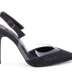 Kuum K712690 Kadın Taşlı Şeffaf Garnili Arkası Açık Abiye Stiletto Ayakkabı SİYAH 37