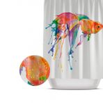 Küvet Perdesi-Dijital Baskı Balık Desen Banyo Duş Perdesi, Su Geçirmez Banyo Duş Seti 180x200 Cm