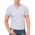 KUYIGO Erkek uzun kollu ve kısa kollu tişört pamuk Henry Shirt Fitness Outdoor Sports Running Shirt S-XXL, Gri, XXL