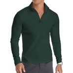 KUYIGO Erkek Uzun ve Kısa Kollu Polo Gömlekler 1/4 Fermuarlı Düz Günlük Slim Fit Spor Salonu Koşu Üstleri Temel Pamuklu Gömlekler S-XXL, Uzun Koyu Yeşil, L