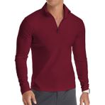 KUYIGO Erkek Uzun ve Kısa Kollu Polo Gömlekler 1/4 Fermuarlı Düz Günlük Slim Fit Spor Salonu Koşu Üstleri Temel Pamuklu Gömlekler S-XXL, Uzun Şarap Kırmızısı, XL