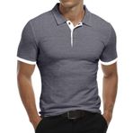 KUYIGO Erkek Uzun ve Kısa Kollu Polo Gömlekler Pamuk Yazlık Üst Dar Kesim Düz Renk Temel Golf Tenis Spor Polo Tişörtler S-XXL, 13 Koyu Gri, L