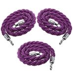 Kuyruk Bölücü, Bariyer Halatları, 3 Adet Bariyer Halatı Kalabalık Kontrolü, Mor 2,8 cm Kalın Örgülü Kenevir Halatı, Kırmızı Halı/Film Odası/Düğün için Kuyruk Hattı Bölücü Hattı (Mor, 140 cm/4,6 ft)