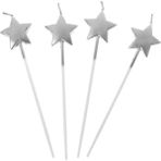 Kuzey 4 Adet Gümüş Yıldız Pasta Mumu Yıldız Doğum Günü Pasta Mumu Gümüş Pasta Mumu Yıldız Mum Silver Candle