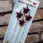 Kuzey 4 Adet Kırmızı Yıldız Pasta Mumu Yıldız Doğum Günü Pasta Mumu Kırmızı Pasta Mumu Yıldız Mum Red Candle