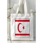 Kuzey Kıbrıs Türk Cumhuriyeti Kktc Bayrak Baskılı Bez Çanta Omuz Çantası Kişiye Özel Model