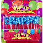 Kuzey Mavi Yazılı Happy Bırthday Doğum Günü Mumu Mavi Happy Bırthday Pasta Mumu Happy Bırthday Blue Candle