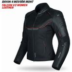 Kuzey Motor Falcon V2 4 Mevsim Kadın Mont Deri - Siyah