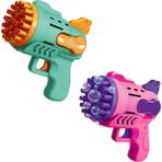 Kuzey Oyuncak 2 Adet Mavi Pembe Köpük Tabancası 29 Delikli Çoklu Köpük Atan Tabanca 2 Solisyon Hediye Bubbles Gun - Renkli