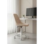 KUZEY SANDALYE Işıltı Beyaz Ayaklı Çalışma Sandalyesi Yetişkin ve Çocuk Bilgisayar Sandalyesi (Ayarlanabilir) - Somon - Pudra