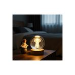 Kuzey Tacı Deniz Anası 3D Lazer İşlemeli Kristal Küre - Ahşap Kaideli LED Işıklı Gece Lambası ve Meditasyon Vip