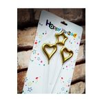 Kuzey Vip Gold Heart Candle 2 Adet Metalik Gold Kalpli Pasta Mumu 1 Adet Yıldız Mum Kalpli Doğum Günü Mumu