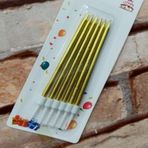 Kuzey Vıp Kalite Parlak Metalik Gold Pasta Mumu 6 Adet Gold Doğum Günü Mumu Decor Gold Bırthday Candle