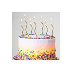 Kuzey Vıp Kalite Parlak Metalik Gold Spiral Pasta Mumu- 6 Adet Gold Doğum Günü Mumu Gold Bırthday Candle