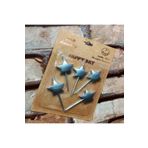 Kuzey Vıp Silver Star Happy Bırthday Candle 5 Adet Metalik Yıldızlı Pasta Mumu Yıldız Doğum Günü Mumu
