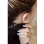Kuzey Yıldızı Model Beyaz Taşlı Yuvarlak 925 Ayar Gümüş Kıkırdak Küpe Earcuff