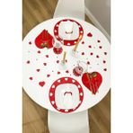 Kuzeylina Çiftler Için; Sevgililer Günü, Romantik Kalp Desenli Keçe Supla Seti - 33 cm - Kırmızı