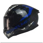 Kuzeymotor Mts X340 Soly P.siyah-Mavi Fullface Kask (Siyah Camlı)