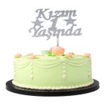 Kuzgun Ticaret Kızım 1 Yaşında Ilk Yaş Doğum Günü Partisi Pleksi Pasta Süsü Gümüş Renk