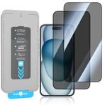 KUZOOM 2 Paket Gizlilik Ekran Koruyucu Kurulum kiti iPhone 15, Anti Spy Özel 9H Sertlik Kırılmaz Temperli Cam Film Koruyucu Otomatik Konumlandırma Kurulum Çerçevesi ile
