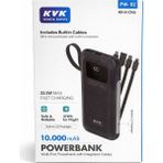 KVK Teknik Servis 10000 Mah 22.5W Hızlı Şarj All-In-One Powerbank | 4 Entegre Kablo | LED Fener | Dijital Ekran - Siyah