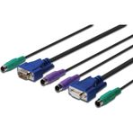 KVM (Keyboard/Video Monitor/Mouse) İçin Ahtapot Kablo, 3 metre, siyah renk, 1 x VGA dişi, 1 VGA erke