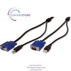 KVM (Keyboard/Video Monitor/Mouse) İçin Ahtapot Kablo, 3 metre, siyah renk, 1 x VGA HDDB15 Erkek, 1