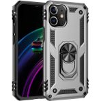 Kvy Apple iPhone 12 Mini Yüzüklü Standlı Vega Kılıf - Gümüş