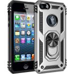 Kvy Apple iPhone 5 Yüzüklü Standlı Vega Kılıf - Gümüş