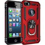 Kvy Apple iPhone 5 Yüzüklü Standlı Vega Kılıf - Kırmızı