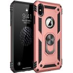 Kvy Apple iPhone x Yüzüklü Standlı Vega Kılıf - Bronz