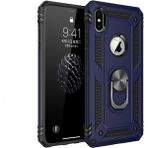 Kvy Apple iPhone x Yüzüklü Standlı Vega Kılıf - Lacivert