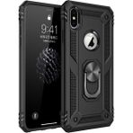 Kvy Apple iPhone Xr Yüzüklü Standlı Vega Kılıf - Siyah