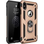 Kvy Apple iPhone Xs Max Yüzüklü Standlı Vega Kılıf - Altın