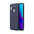 Kvy Huawei Honor 8A Deri Görünümlü Lux Niss Silikon Kılıf - Lacivert