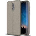 Kvy Huawei Mate 10 Lite Deri Görünümlü Lux Niss Silikon Kılıf - Gri