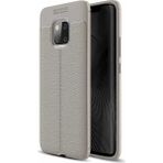 Kvy Huawei Mate 20 Pro Deri Görünümlü Lux Niss Silikon Kılıf - Gri