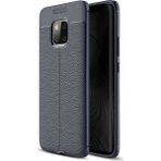 Kvy Huawei Mate 20 Pro Deri Görünümlü Lux Niss Silikon Kılıf - Lacivert