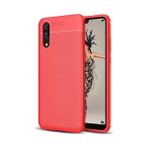 Kvy Huawei P20 Deri Görünümlü Lux Niss Silikon Kılıf - Kırmızı