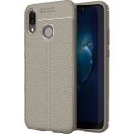 Kvy Huawei P20 Lite Deri Görünümlü Lux Niss Silikon Kılıf - Gri