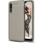 Kvy Huawei P20 Pro Deri Görünümlü Lux Niss Silikon Kılıf - Gri