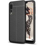 Kvy Huawei P20 Pro Deri Görünümlü Lux Niss Silikon Kılıf - Siyah