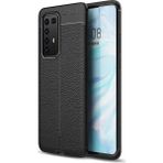 Kvy Huawei P40 Pro Deri Görünümlü Lux Niss Silikon Kılıf - Siyah